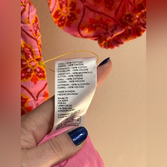 NEW Free People Oasis Printed Smocked Ethereal Midi Dress Pink/Rose Women’s XS - Picture 11 of 16